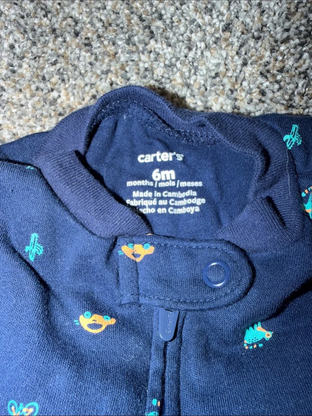 Carter's Navy Blue Footed One-Piece with Teal and Orange Accents